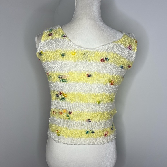Vintage British Knit Crochet Textured Miss Sparks Mod Sleeveless Yellow Top - Picture 5 of 10